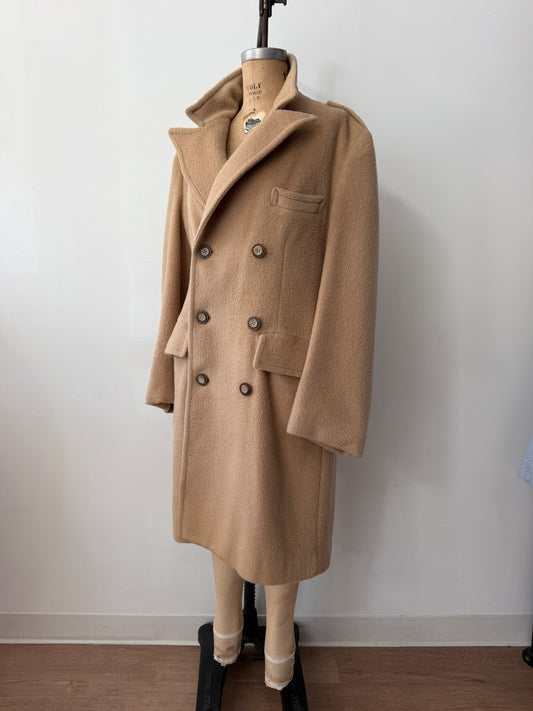 1970s Vintage Wide Lapel Lakeland Camel Wool Dress Coat