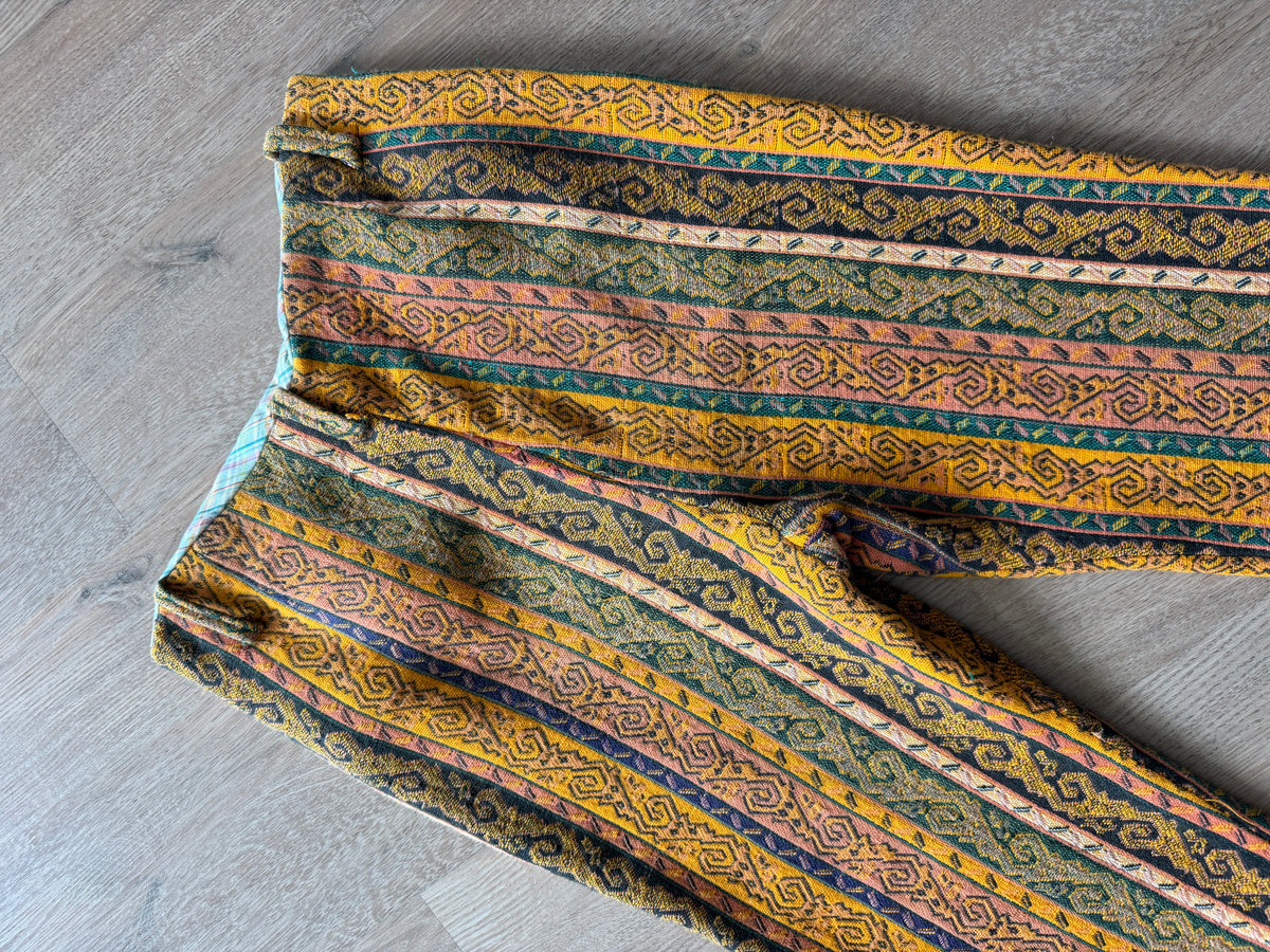 1960s Vintage Handmade Groovy Tapestry Bellbottom Pants - 32" x 28"