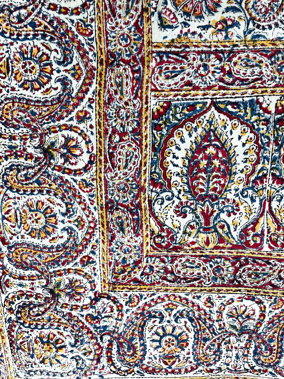 1970s Vintage Indian Cotton Hand Block Printed Uncut Fabric Yardage - 80" x 92" (#10)