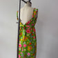 1960s Vintage Neon Flower Power Cotton Mini Dress by Lanz