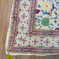 1970s Vintage Indian Cotton Hand Block Printed Uncut Fabric Yardage - Red / Cream / Blue / Green Large Blooms - 66" x 98" (#6)