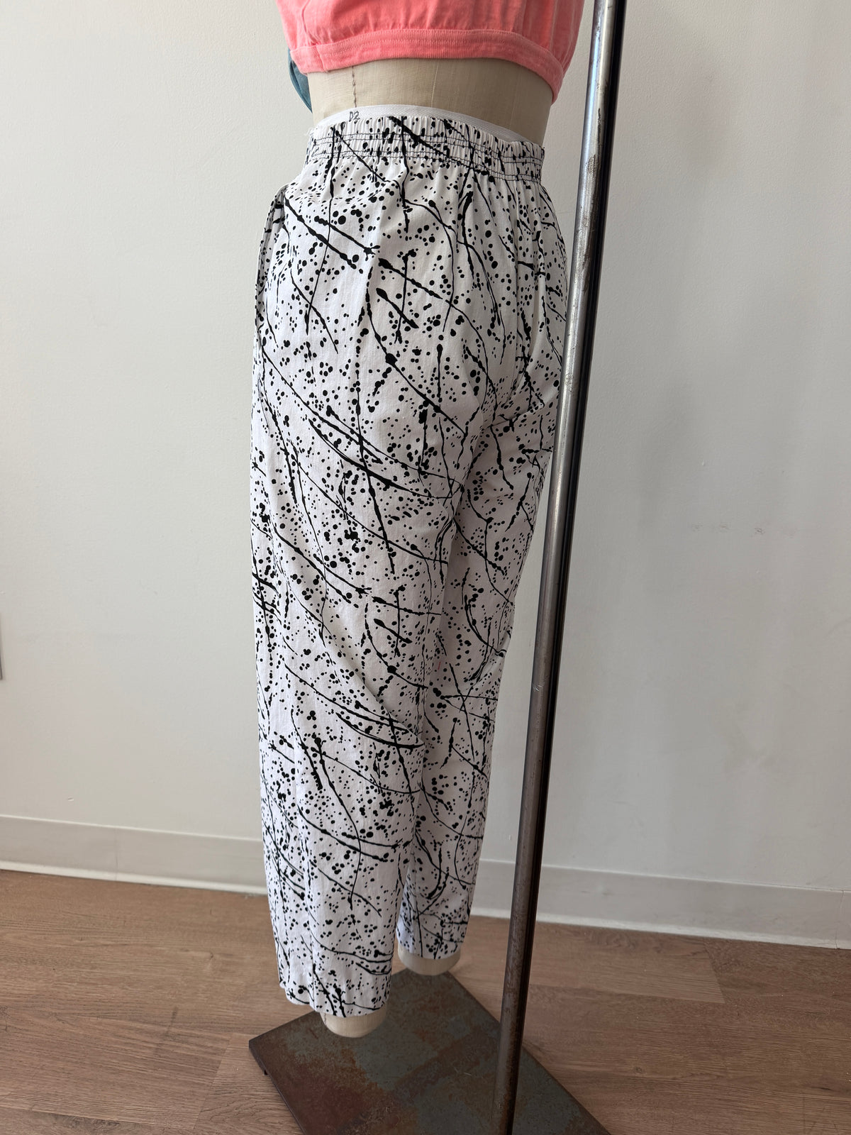 1990's Vintage Splatter Paint Velcro Roundhouse Pants