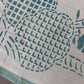 1940s - 1950s Vintage Indian Cotton Hand Block Printed Uncut Fabric Yardage - Cream / Robin's Egg Blue / Abstract Basket Florals - 80” x 96" (#9)