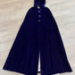 1950s - 1960s Vintage Deep Purple Velvet with Rhinestone Buttons Full Length Cape Cloak with Hood