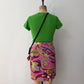 1990s Vintage Bright Green Square Patchwork Top Tee Shirt