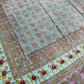 1970s Vintage Indian Cotton Hand Block Printed Uncut Fabric Yardage - Teal / Burgundy / Paisley / People / Horses Motifs -96" x 80" (#13)