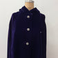 1950s - 1960s Vintage Deep Purple Velvet with Rhinestone Buttons Full Length Cape Cloak with Hood