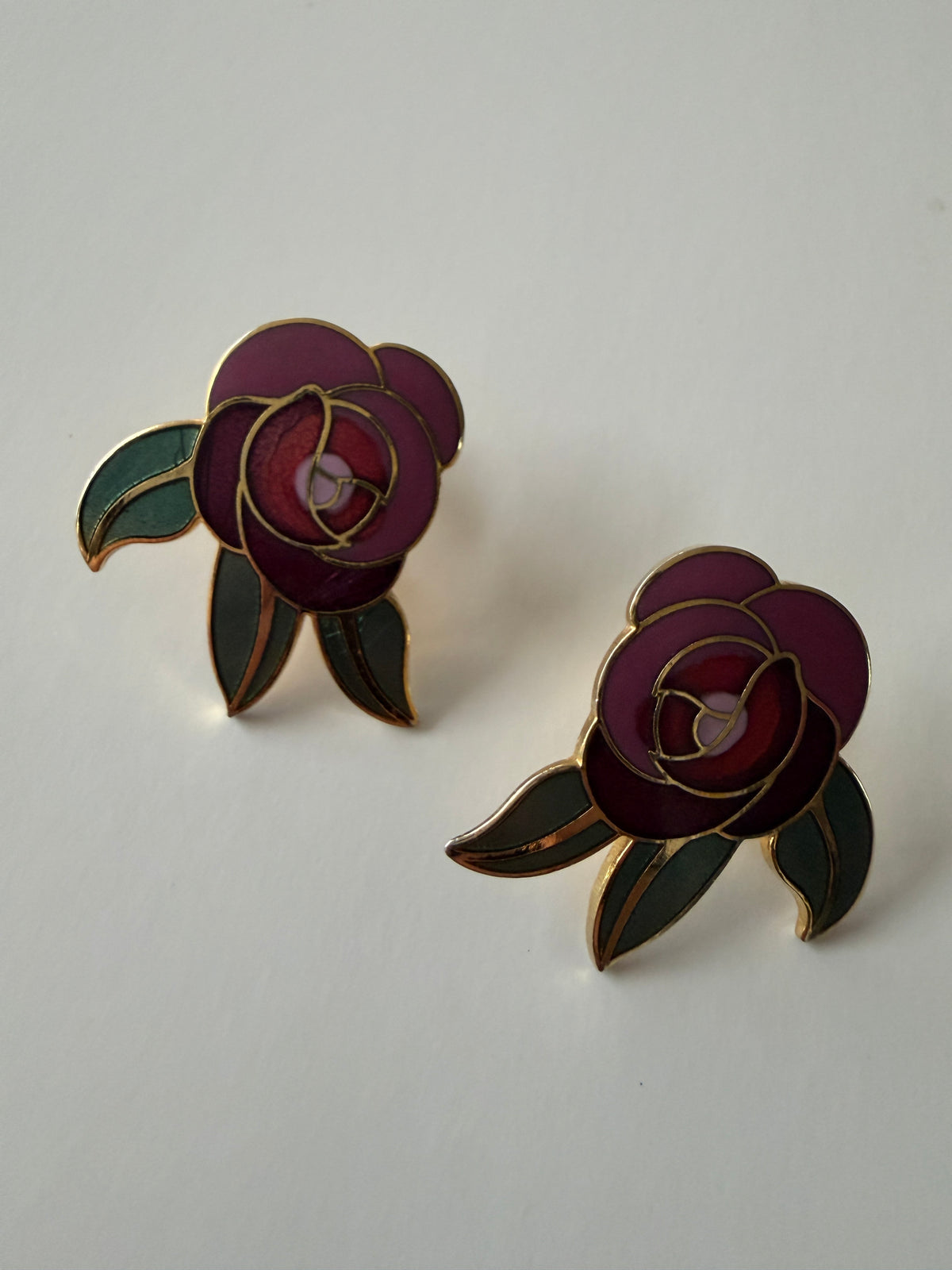 1990s Vintage Laurel Birch "Deco Rose" Clip On earrings