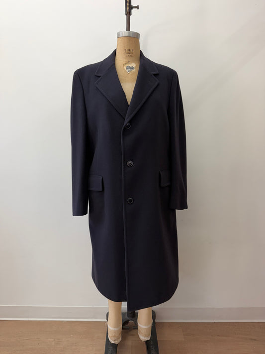 1960s Vintage Pure 100% Mongolian Cashmere Navy Blue Dress Coat