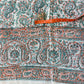 1970s Vintage Indian Cotton Hand Block Printed Uncut Fabric Yardage - Coral / Teal - 80" x 92" (#8)
