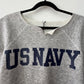 1970s Vintage Heathered Grey U.S. Navy Cut-off Raglan Short Sleeved Crewneck Sweatshirt