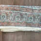 1970s Vintage Indian Cotton Hand Block Printed Uncut Fabric Yardage - Coral / Teal - 80" x 92" (#8)