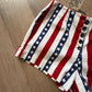 1970s Vintage Hand Sewn American Flag Stars & Stripes High Rise Cotton Shorts