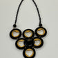 Bakelite & Celluloid Heart Cutout Statement Bib Necklace by Artisan Signed G. Balman
