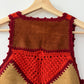 1970s Vintage Red and Orange Knitted Suede  Patchwork Vest