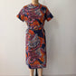 1970's Vintage Paisley Belted Shift Dress Made in USA by City Scene Plus VOLUP