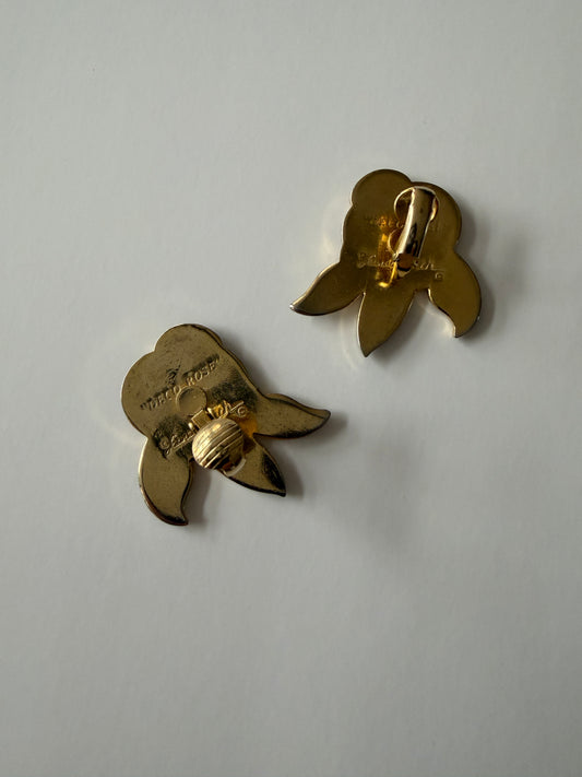 1990s Vintage Laurel Birch "Deco Rose" Clip On earrings