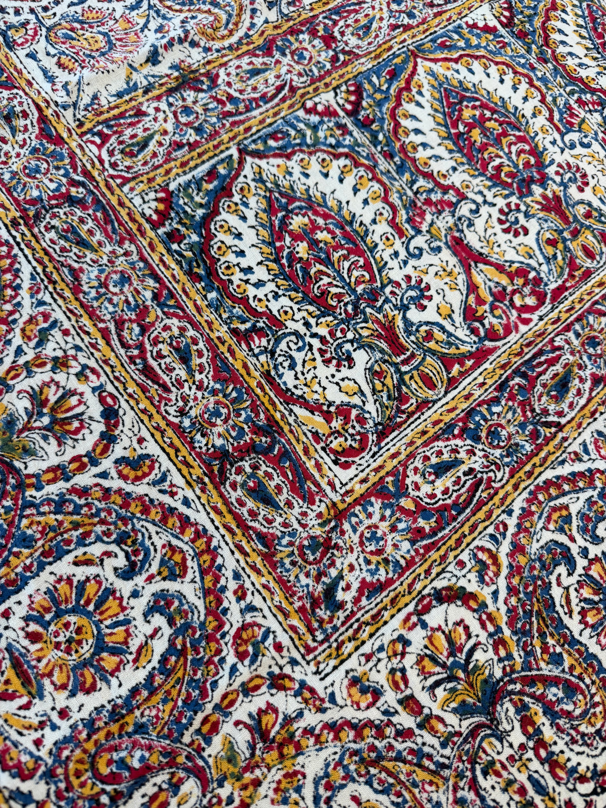 1970s Vintage Indian Cotton Hand Block Printed Uncut Fabric Yardage - 80" x 92" (#10)