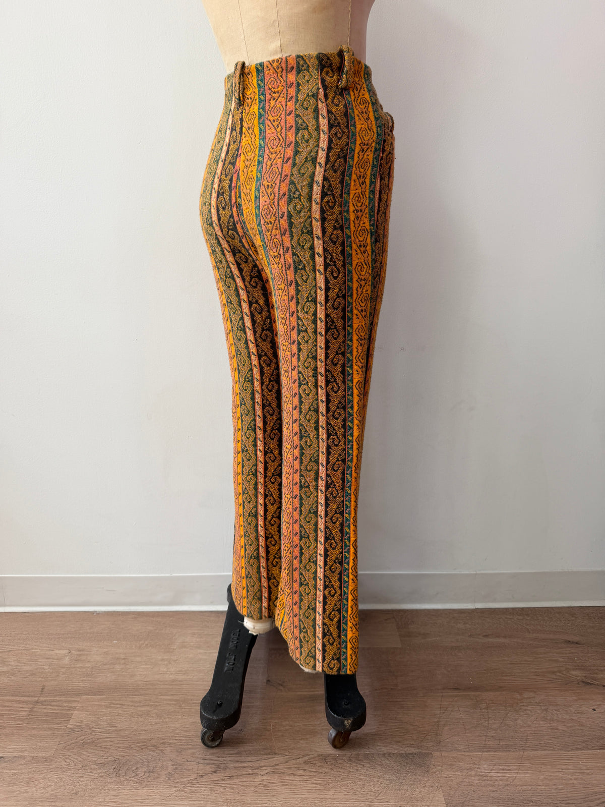 1960s Vintage Handmade Groovy Tapestry Bellbottom Pants - 32" x 28"