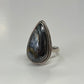 1990s Vintage Nuumite and Sterling Teardrop Ring - Size 7