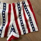 1970s Vintage Hand Sewn American Flag Stars & Stripes High Rise Cotton Shorts