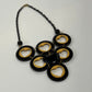 Bakelite & Celluloid Heart Cutout Statement Bib Necklace by Artisan Signed G. Balman