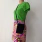 1990s Vintage Bright Green Square Patchwork Top Tee Shirt