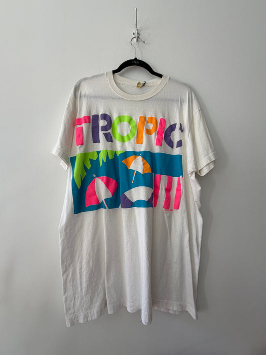 1990s Vintage Neon Tropic Beach T-Shirt - Made in Ireland