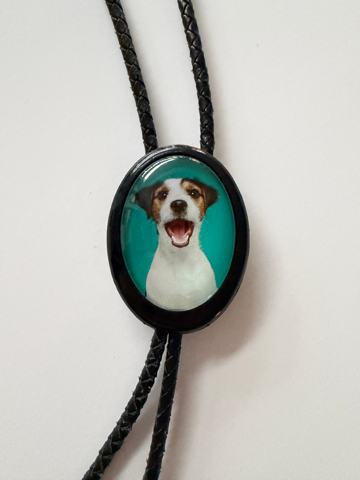 1990s Vintage Jack Russell Dog Bolo Tie Necklace