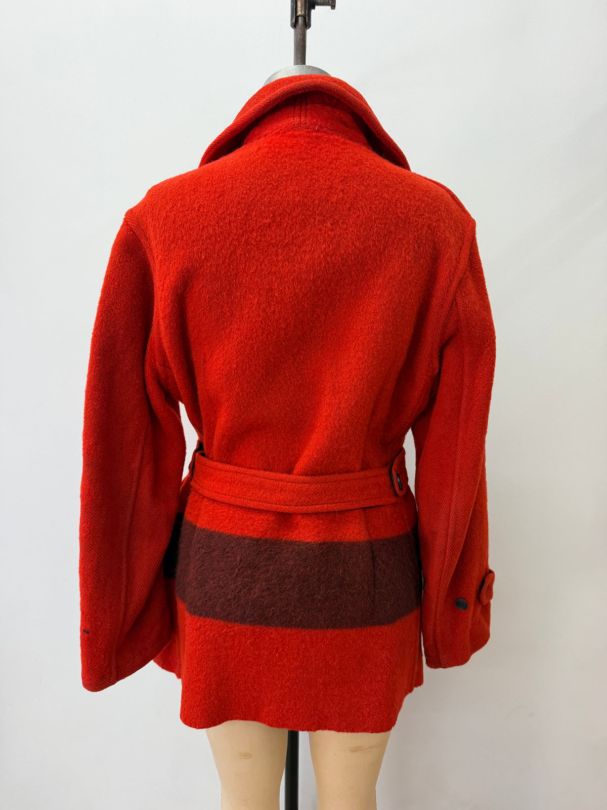 1950s Vintage Hudson Bay Red and Back Point Stripe Blanket Jacket Coat