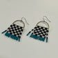 Handmade Beaded Checkerboard Teal Seed Bead Earrings