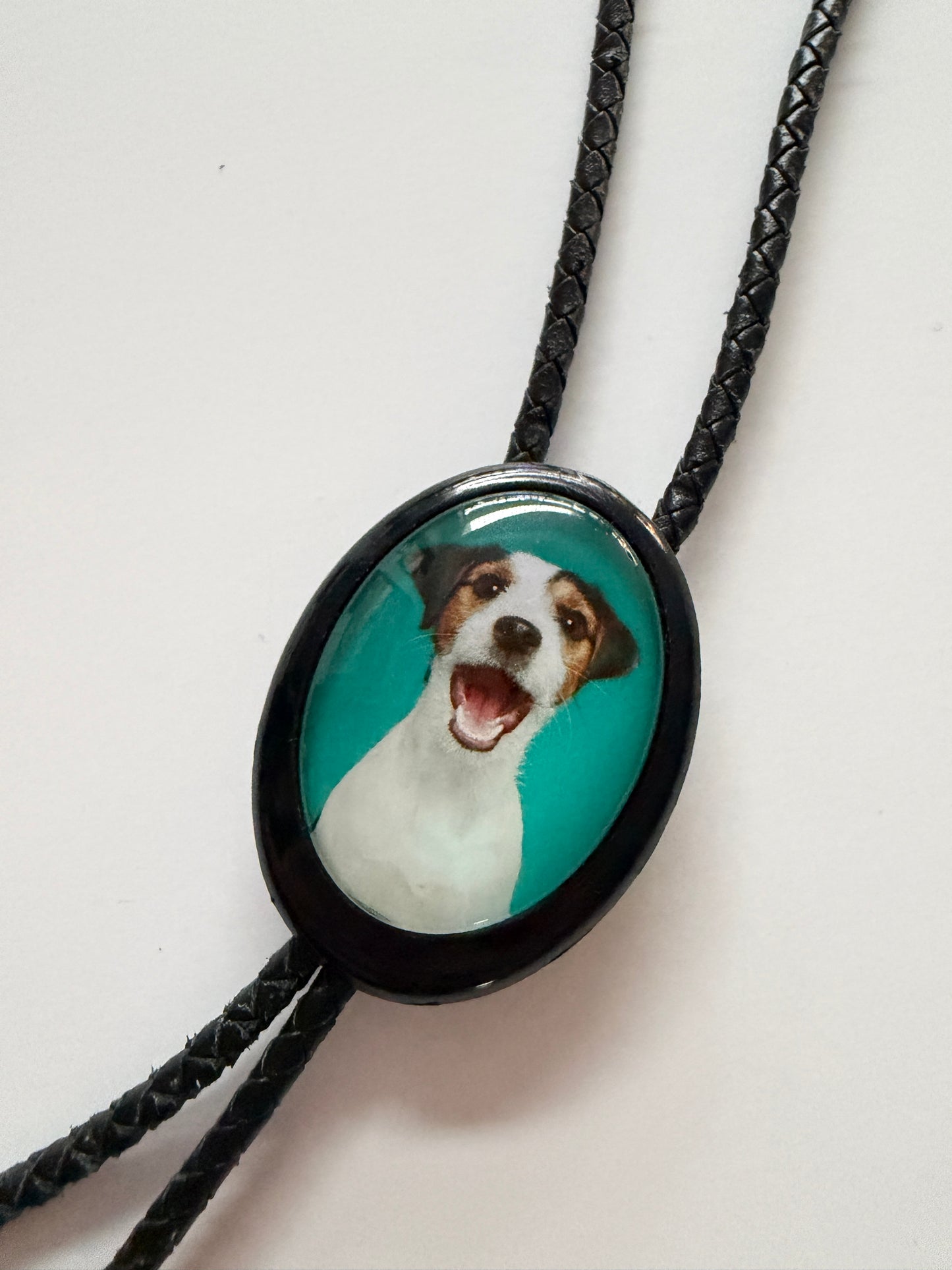 1990s Vintage Jack Russell Dog Bolo Tie Necklace