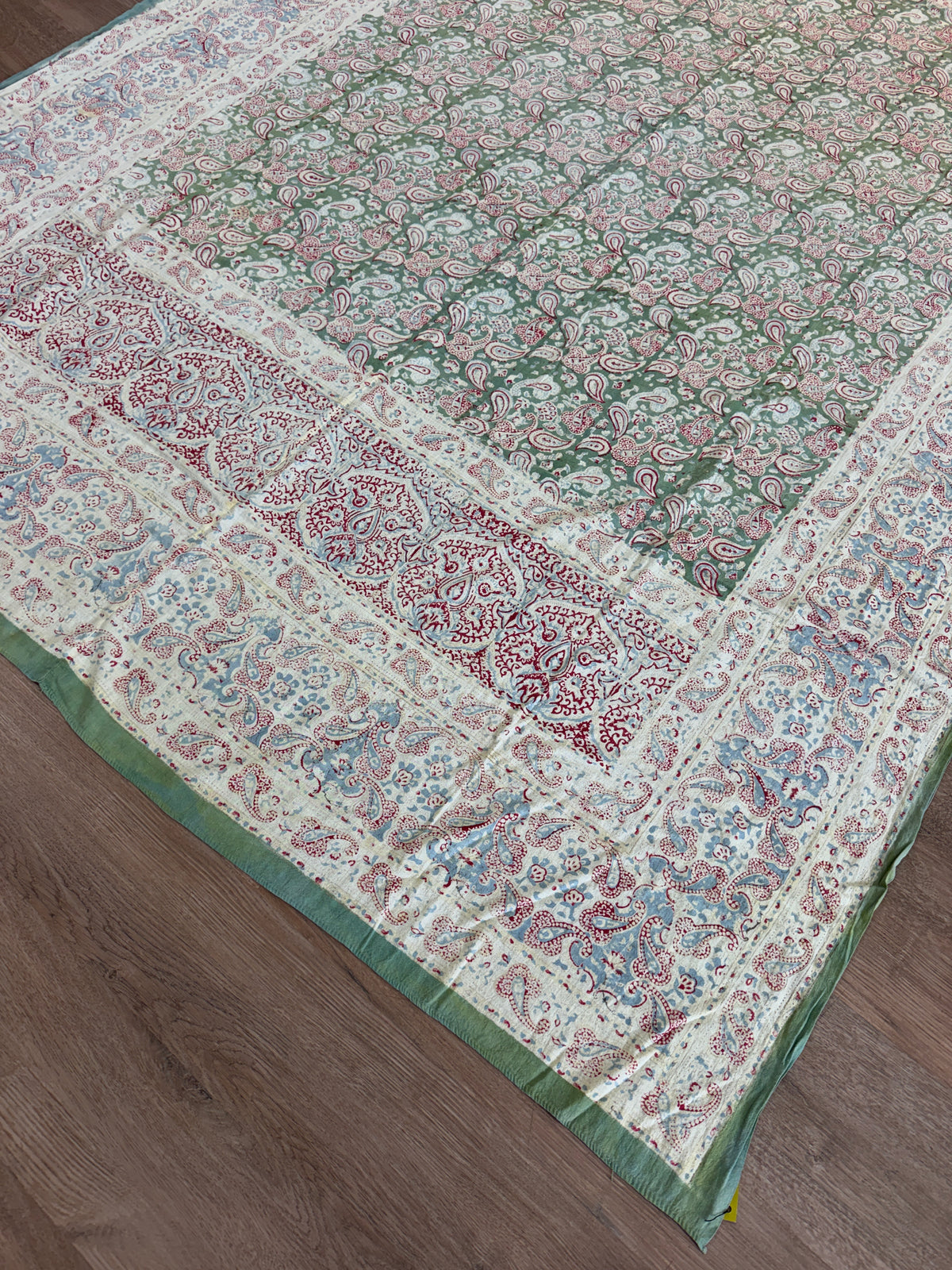 1970s Vintage Indian Cotton Hand Block Printed Uncut Fabric Yardage - 100" x 66" (#11)