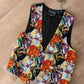 2000's Y2K Vintage Nicole Miller Novelty Print Basketball Vest 100% Silk