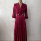 1940s Vintage Satin Plum Robe with Shell Buttons Old Hollywood Style