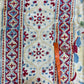 1970s Vintage Indian Cotton Hand Block Printed Uncut Fabric Yardage - Red / Cream / Blue / Green Large Blooms - 66" x 98" (#6)