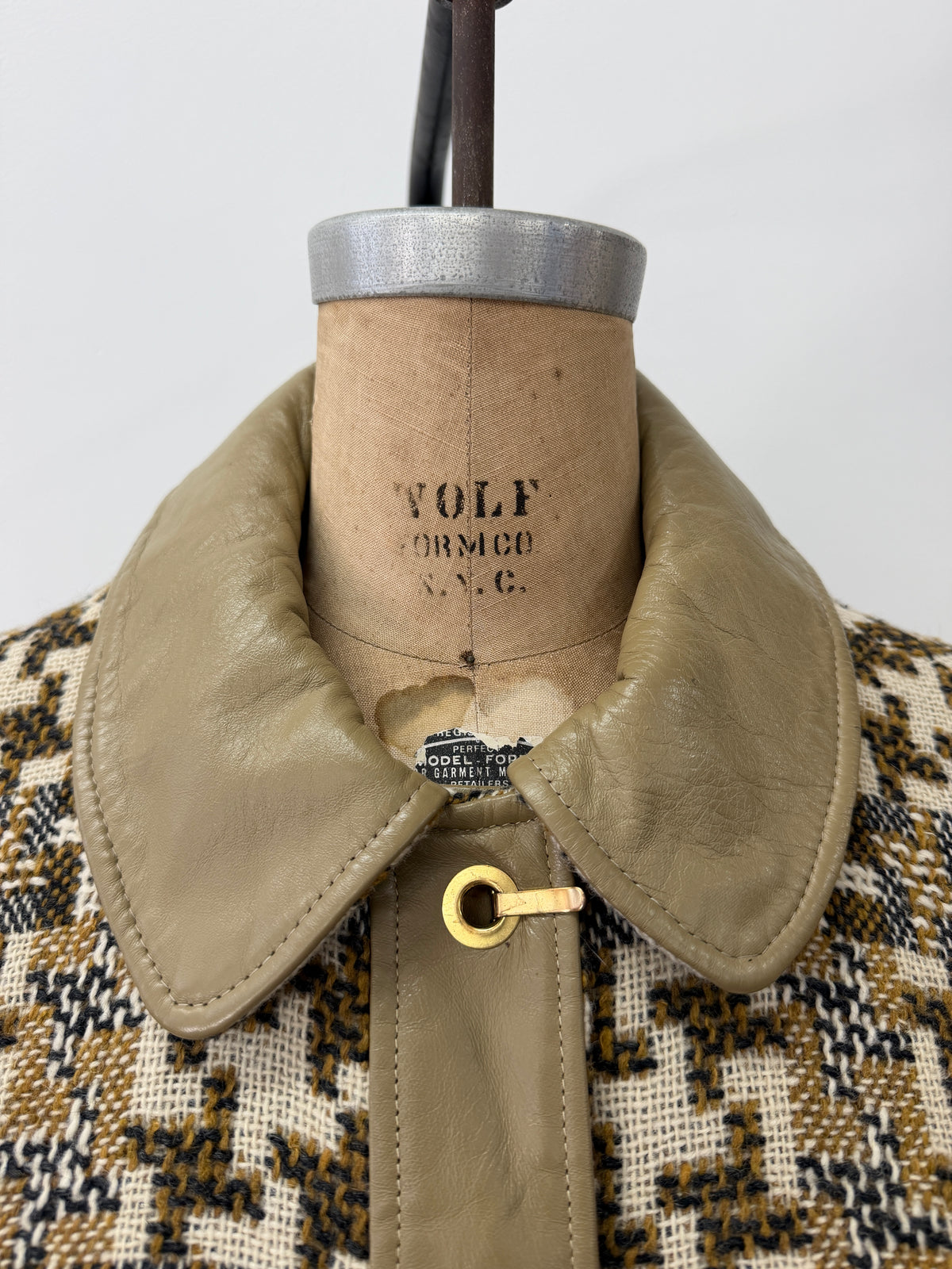 1960s Vintage Mod Wool Chain Belted Capelette Coat with Cape Over