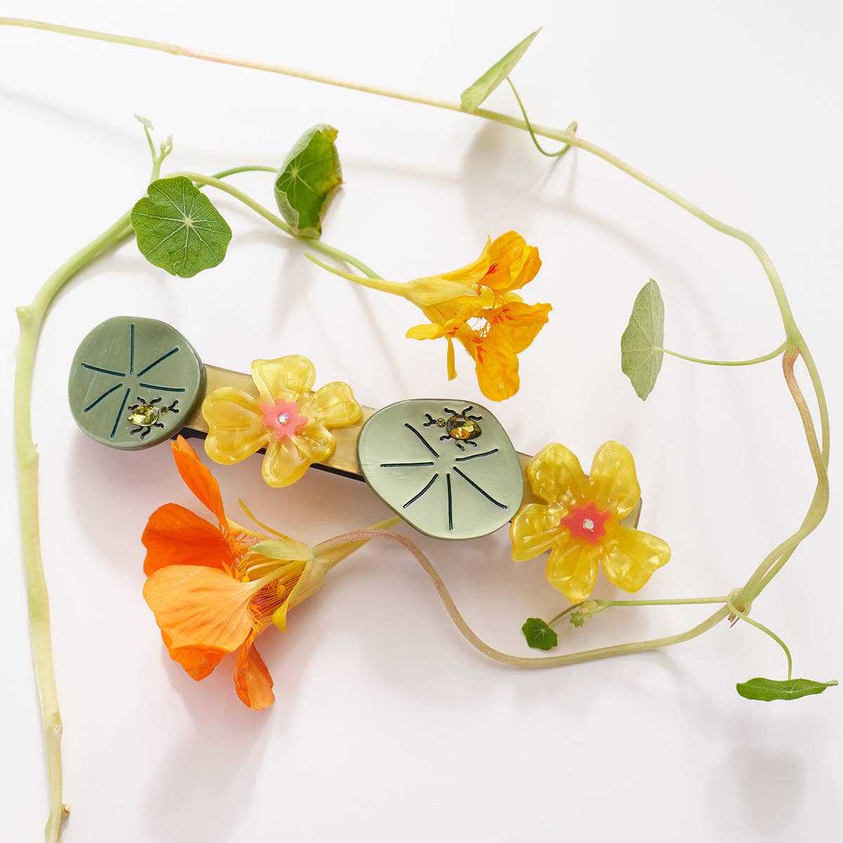 Jeweled Nasturtium French Barrette | Winona Irene