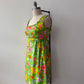 1960s Vintage Neon Flower Power Cotton Mini Dress by Lanz