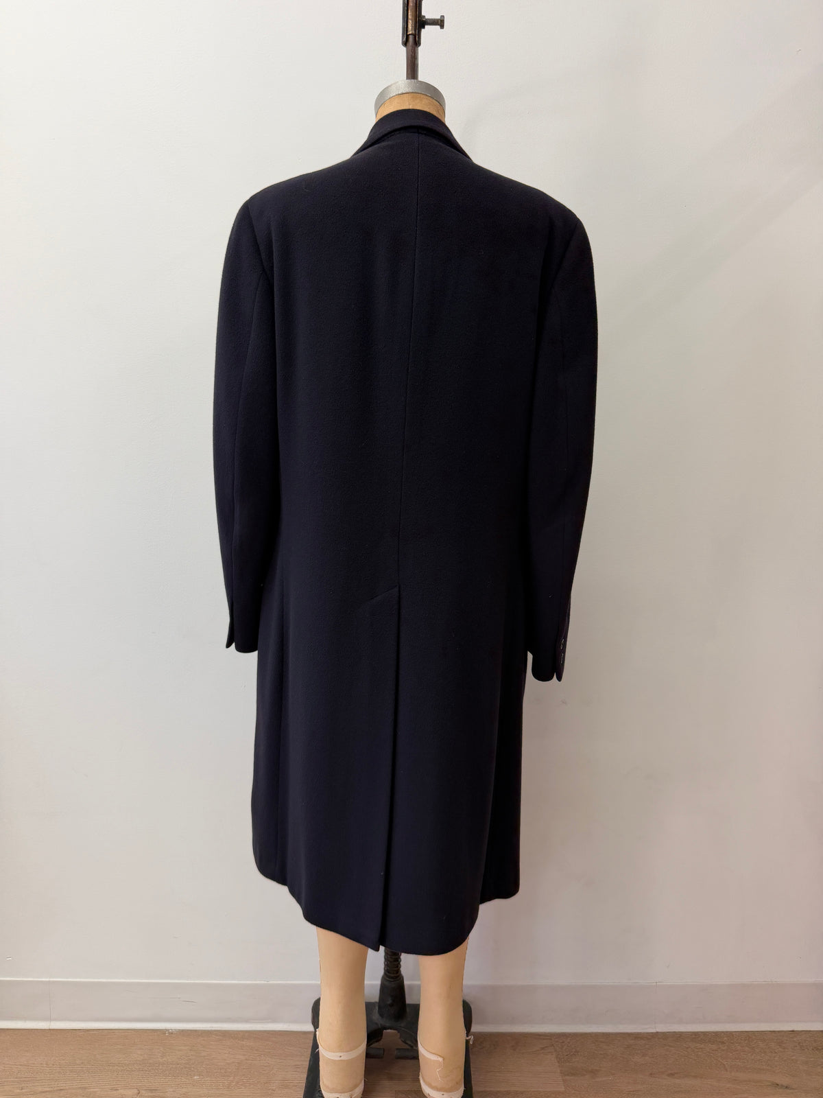 1960s Vintage Pure 100% Mongolian Cashmere Navy Blue Dress Coat