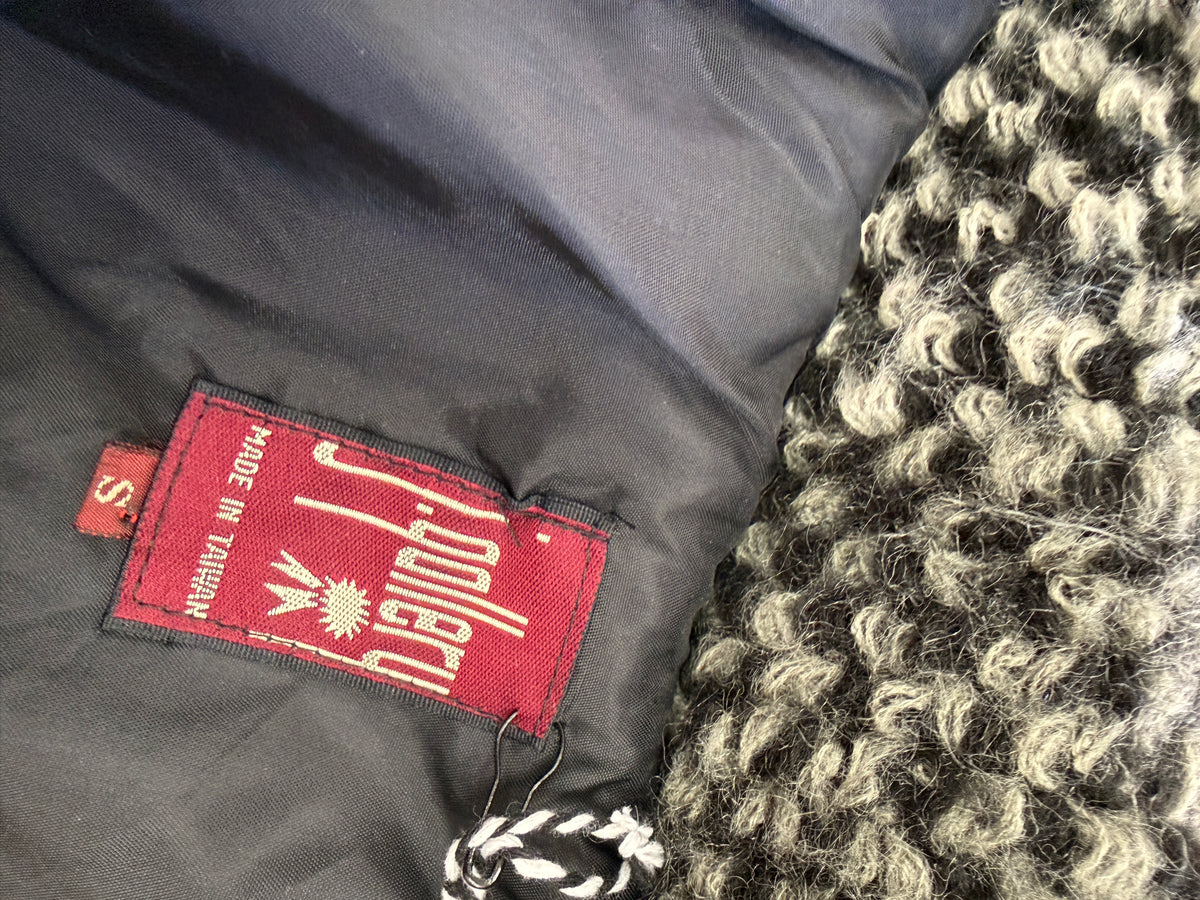 1980s Vintage Black & White Shaggy Knit Coat