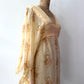 1970s Vintage Gunne Sax by Jessica Angel Kimono Bell Sleeve Maxi Wedding Bridal Dress in Seashell Siren Print