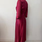 1940s Vintage Satin Plum Robe with Shell Buttons Old Hollywood Style