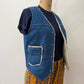 1970s Fleece-Lined Denim Snap Vest