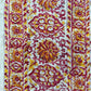 1970s Vintage Indian Cotton Hand Block Printed Uncut Fabric Yardage - Red / Pink / Yellow Lotus Flower - 64" x 100" (#2)
