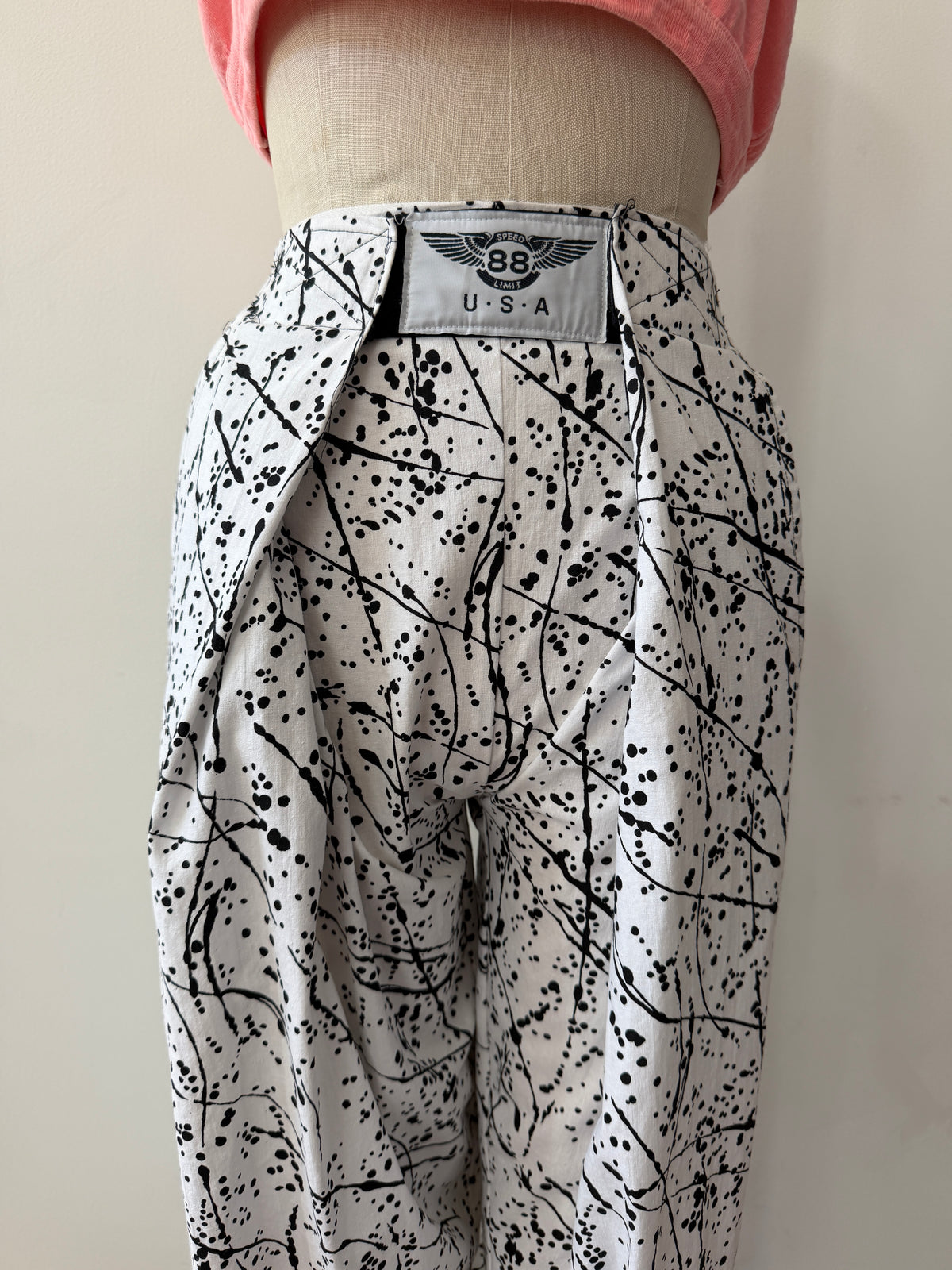 1990's Vintage Splatter Paint Velcro Roundhouse Pants