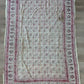 1970s Vintage Indian Cotton Hand Block Printed Uncut Fabric Yardage - Pink / Red -   64" x 98" (#4)