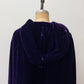 1950s - 1960s Vintage Deep Purple Velvet with Rhinestone Buttons Full Length Cape Cloak with Hood