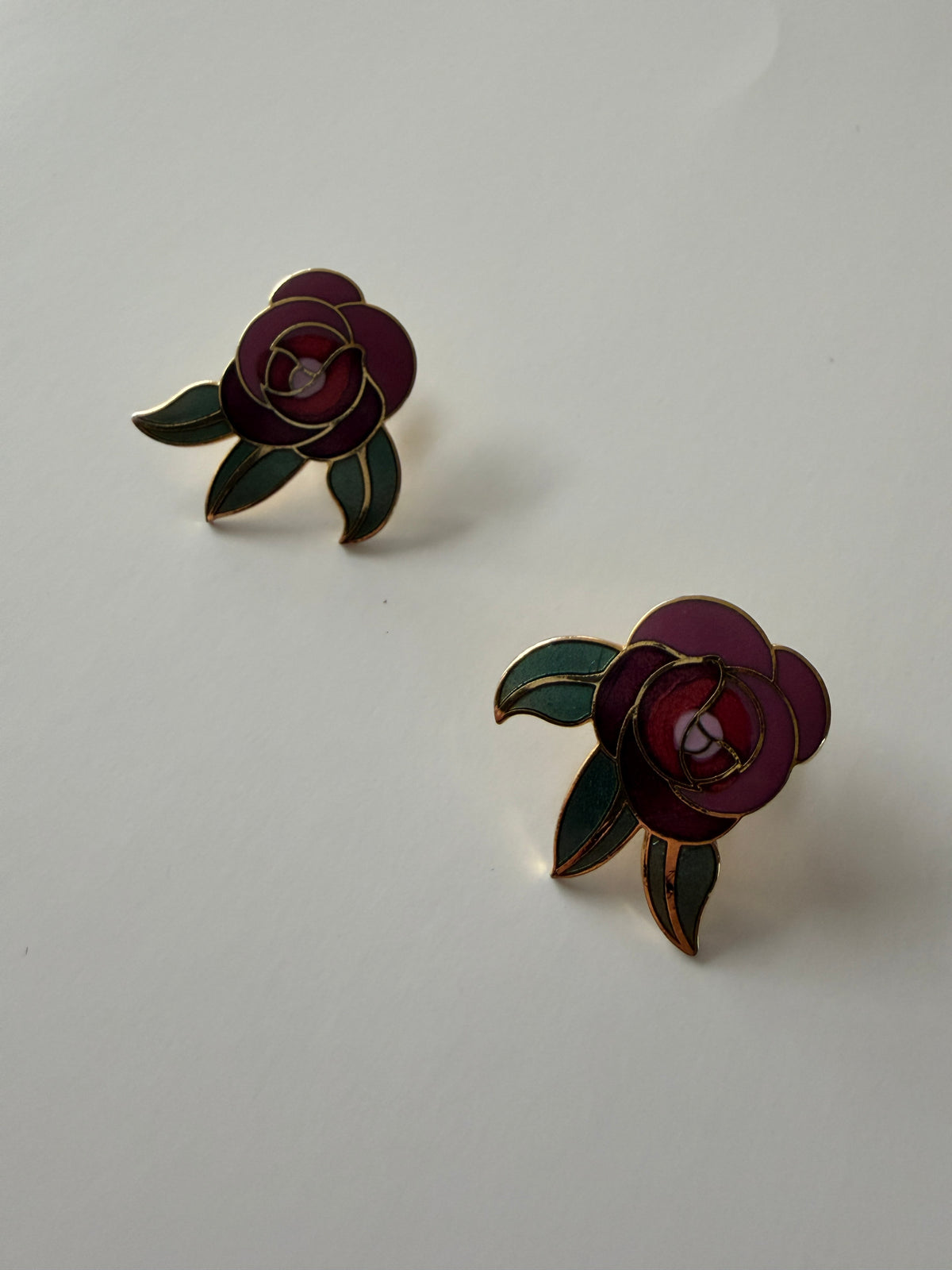 1990s Vintage Laurel Birch "Deco Rose" Clip On earrings