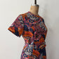 1970's Vintage Paisley Belted Shift Dress Made in USA by City Scene Plus VOLUP